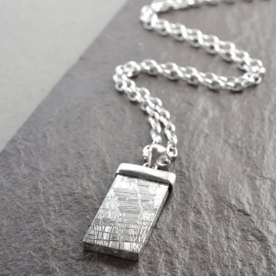 Silver Tipped Meteorite Necklace - All Birthstone™