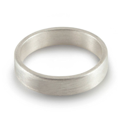 Silver Wedding Band Ring Hand Forged Flat Fit - All Birthstone™