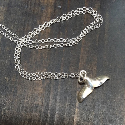Silver Whale Tail Pendant Necklace - All Birthstone™