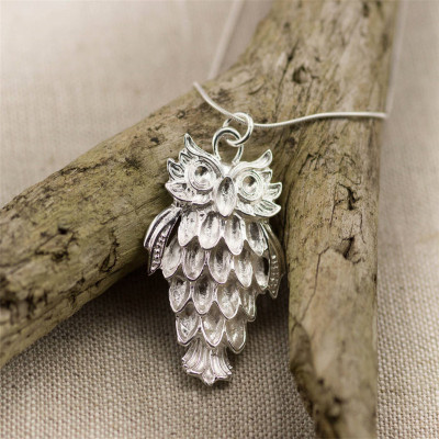 Silver Wise Owl Pendant - All Birthstone™