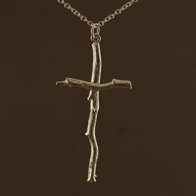 Silver Rose Root Cross Necklace - All Birthstone™