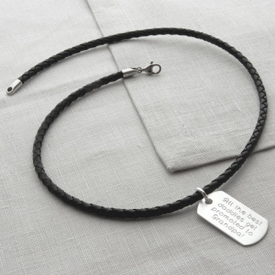 Sterling Silver Chains And Leather Necklet For Men - All Birthstone™