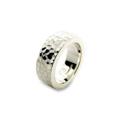 Sterling Silver Hammered Ring - All Birthstone™