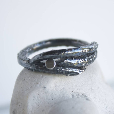 Handmade Sterling Silver Mens Woodland Branch Ring - All Birthstone™