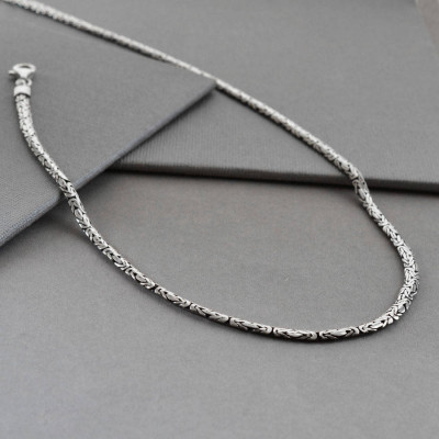 Sterling Silver Oval Borobudur Necklace - All Birthstone™