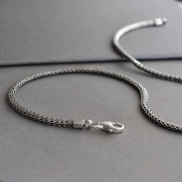 Sterling Silver Oval Snake Necklace - All Birthstone™