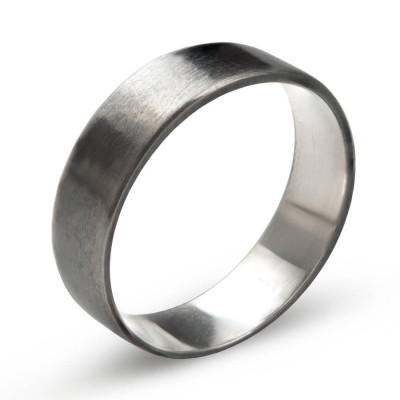 Sterling Silver Oxidized Flat Wedding Band Ring - All Birthstone™