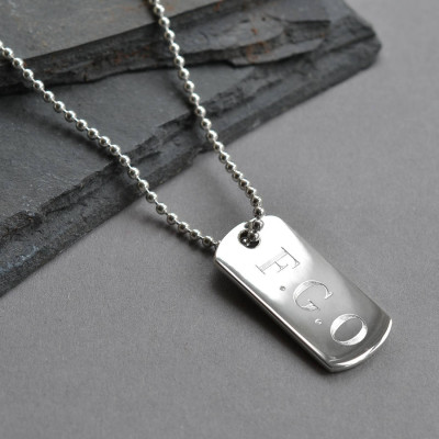 Sterling Silver Solid Dog Tag Necklace - All Birthstone™