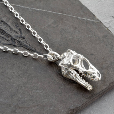 Sterling Silver T Rex Skull Necklace - All Birthstone™