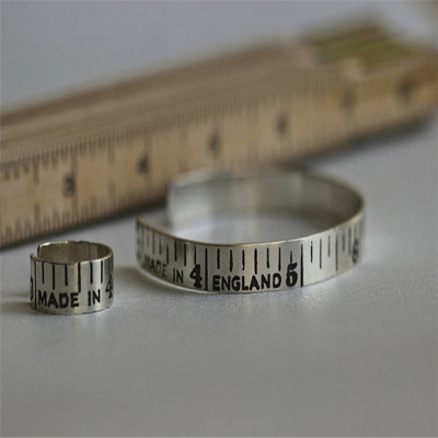 Etched Silver Vintage Style Tape Measure Ring - All Birthstone™