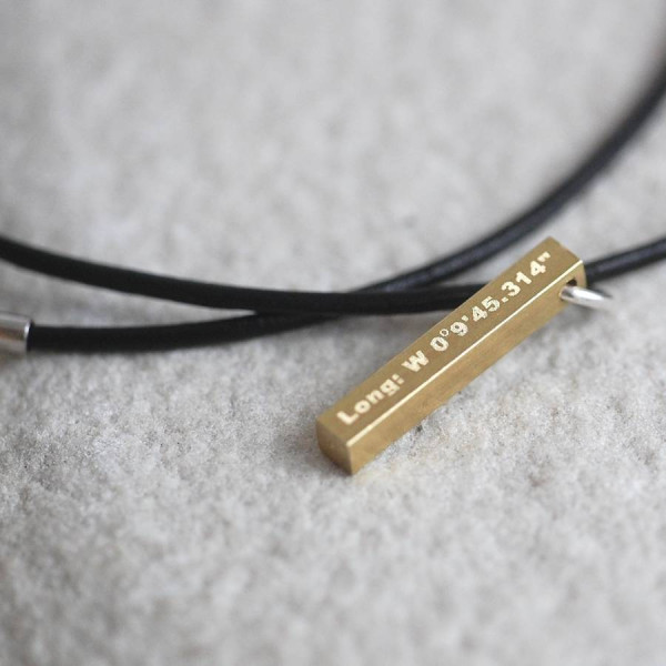 Tiny Leather And Raw Brass Coordinate Necklace - All Birthstone™