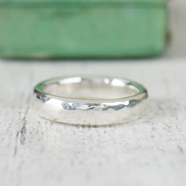 Unisex Hammered Sterling Silver Ring - All Birthstone™
