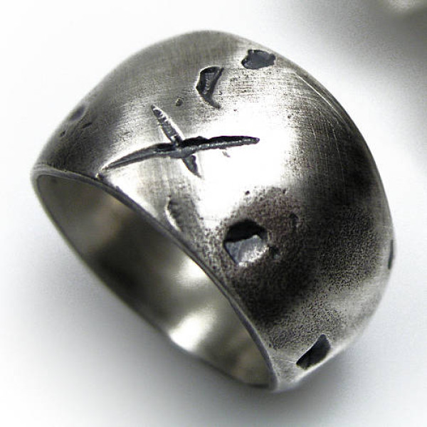 Rustic Wide Silver Gnarled Ring - All Birthstone™