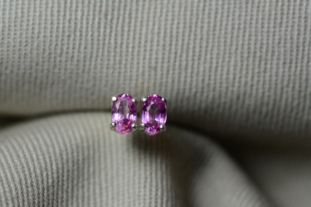 Pink Sapphire Earrings, Sapphire Stud Earrings 0.65 Carat Appraised at 550.00, September Birthstone, Genuine Sapphire Jewellery, Oval Cut