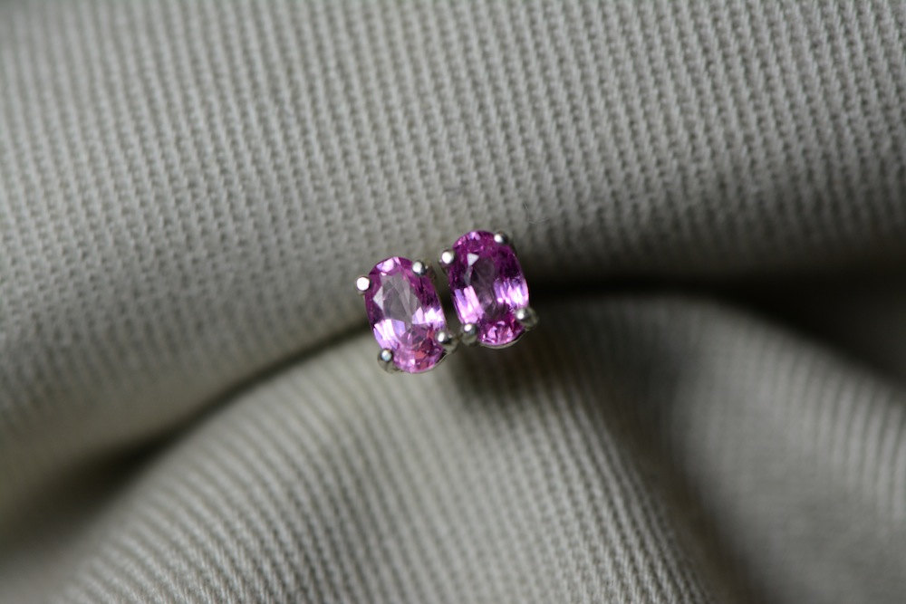 Pink Sapphire Earrings, Sapphire Stud Earrings 0.65 Carat Appraised at 550.00, September Birthstone, Genuine Sapphire Jewellery, Oval Cut