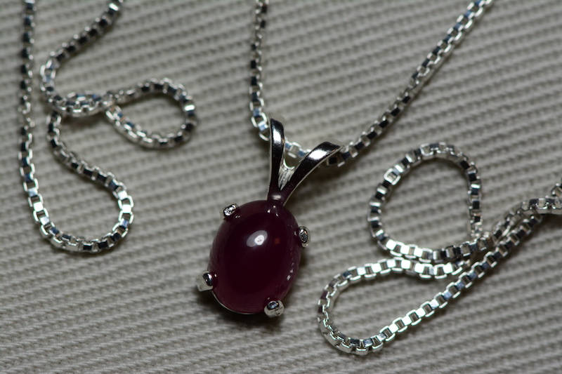 Ruby Necklace, Certified Natural 1.38 Carat Ruby Cabochon Pendant Appraised at 600.00, July Birthstone, Sterling Silver, Red Ruby Cab