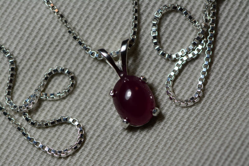Ruby Necklace, Certified Natural 1.38 Carat Ruby Cabochon Pendant Appraised at 600.00, July Birthstone, Sterling Silver, Red Ruby Cab