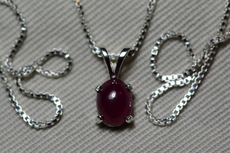 Ruby Necklace, Certified Natural 1.38 Carat Ruby Cabochon Pendant Appraised at 600.00, July Birthstone, Sterling Silver, Red Ruby Cab