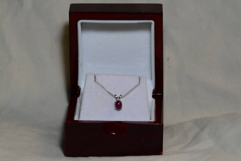 Ruby Necklace, Certified Natural 1.74 Carat Ruby Cabochon Pendant Appraised at 775.00, July Birthstone, Sterling Silver, Red Ruby Cab