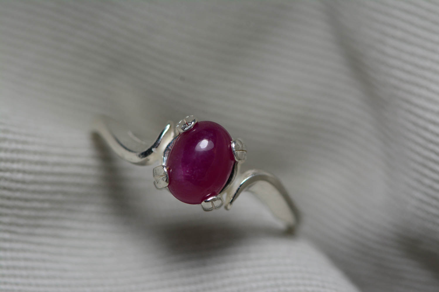 Ruby Ring, Red Ruby Cabochon Ring 1.23 Carat Appraised at 550.00, July Birthstone, Real Ruby Jewelry, Oval Cut, Sterling Silver, Certified