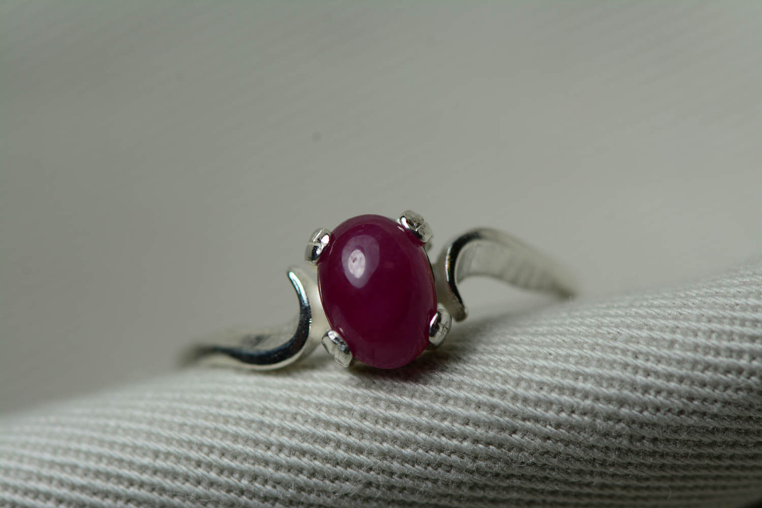 Ruby Ring, Red Ruby Cabochon Ring 1.41 Carat Appraised at 625.00, July Birthstone, Real Ruby Jewelry, Sterling Silver Size 7, Certified