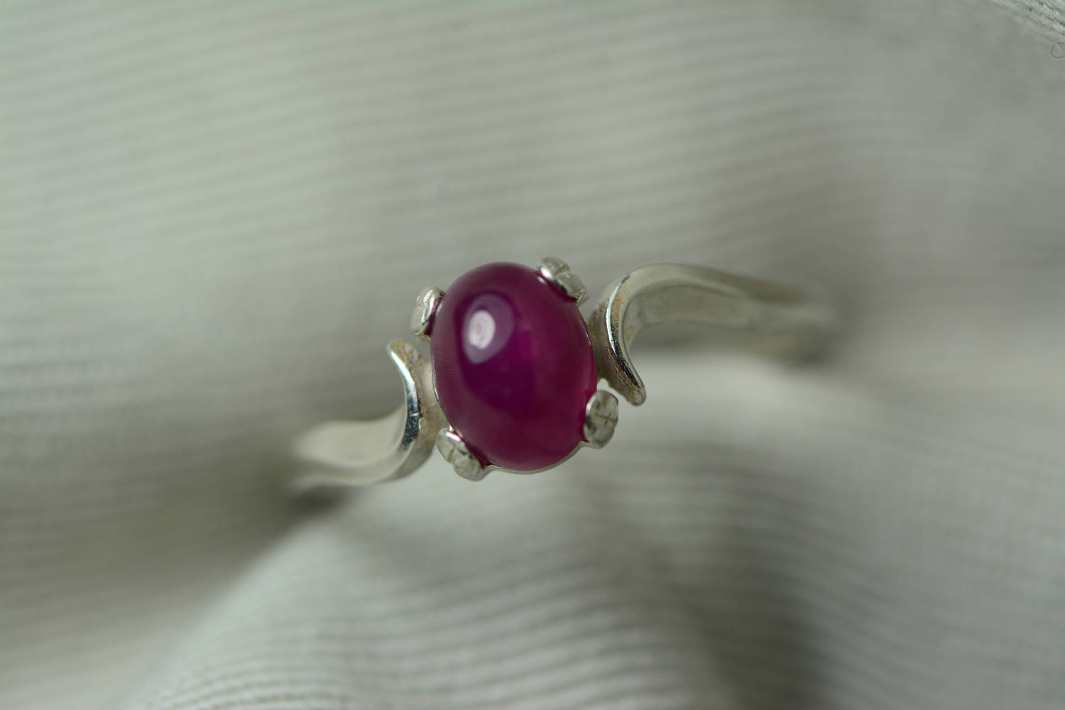 Ruby Ring, Red Ruby Cabochon Ring 1.64 Carat Appraised at 725.00, July Birthstone, Real Ruby Jewelry, Sterling Silver Size 7, Certified