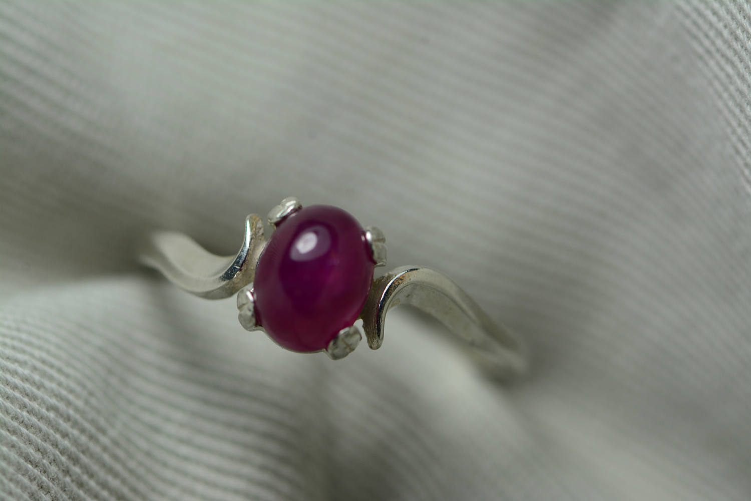 Ruby Ring, Red Ruby Cabochon Ring 1.64 Carat Appraised at 725.00, July Birthstone, Real Ruby Jewelry, Sterling Silver Size 7, Certified