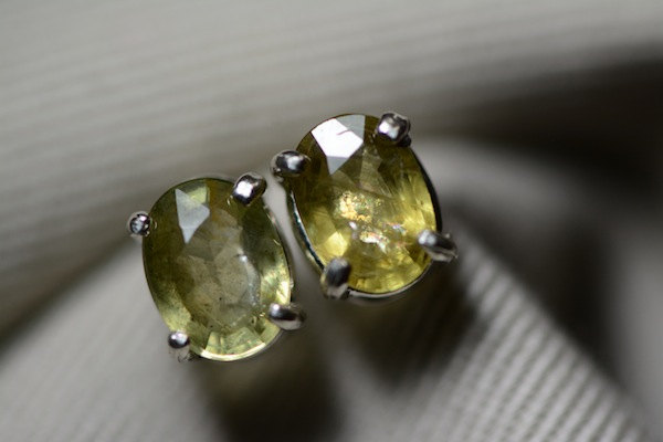Sapphire Earrings, Green Sapphire Stud Earrings 2.40 Carat Appraised at 750.00, September Birthstone, Certified Sapphire Jewelry
