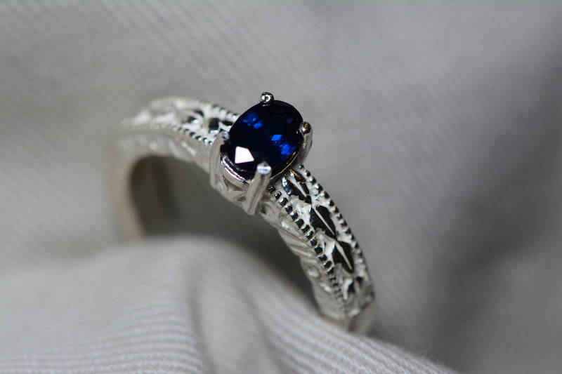 Sapphire Ring, Blue Sapphire Solitaire Ring 0.66 Carat Appraised at 525.00, September Birthstone, Natural Sapphire Jewelry, Oval Cut