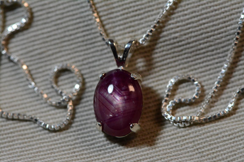 Star Ruby Necklace, Certified Genuine 4.00 Carat Star Ruby Cabochon Pendant Appraised at 1,000.00, July Birthstone, Sterling Silver, Natural