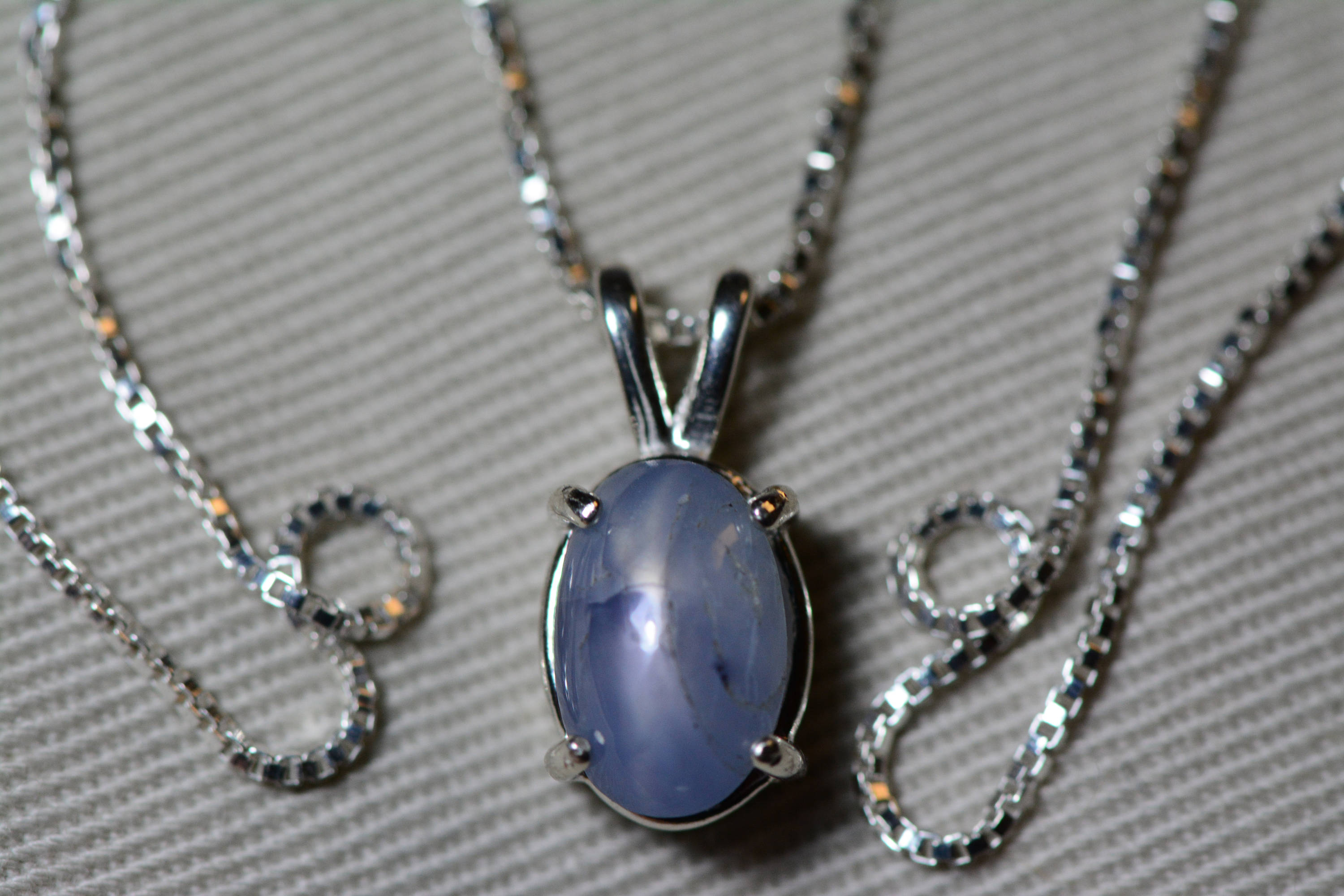 Star Sapphire Necklace, Certified Genuine 3.50 Carat Star Sapphire Cabochon Pendant Appraised at 1,050.00, September Birthstone