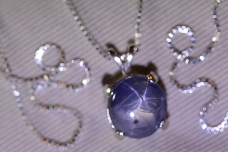 Star Sapphire Necklace, Certified Genuine 4.75 Carat Star Sapphire Cabochon Pendant Appraised at 1,425.00, September Birthstone