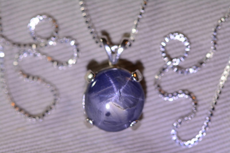 Star Sapphire Necklace, Certified Genuine 4.75 Carat Star Sapphire Cabochon Pendant Appraised at 1,425.00, September Birthstone