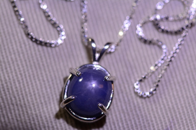 Star Sapphire Necklace, Certified Genuine 6.00 Carat Star Sapphire Cabochon Pendant Appraised at 1,800.00, September Birthstone