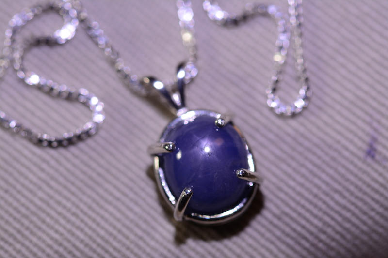 Star Sapphire Necklace, Certified Genuine 6.00 Carat Star Sapphire Cabochon Pendant Appraised at 1,800.00, September Birthstone