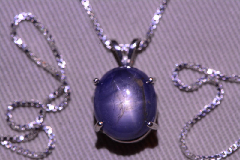 Star Sapphire Necklace, Certified Genuine 7.01 Carat Star Sapphire Cabochon Pendant Appraised at 2,100.00, September Birthstone