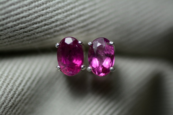 Tourmaline Earrings Sparkling 1.06 Carat Pink Tourmaline Stud Earrings Sterling Silver