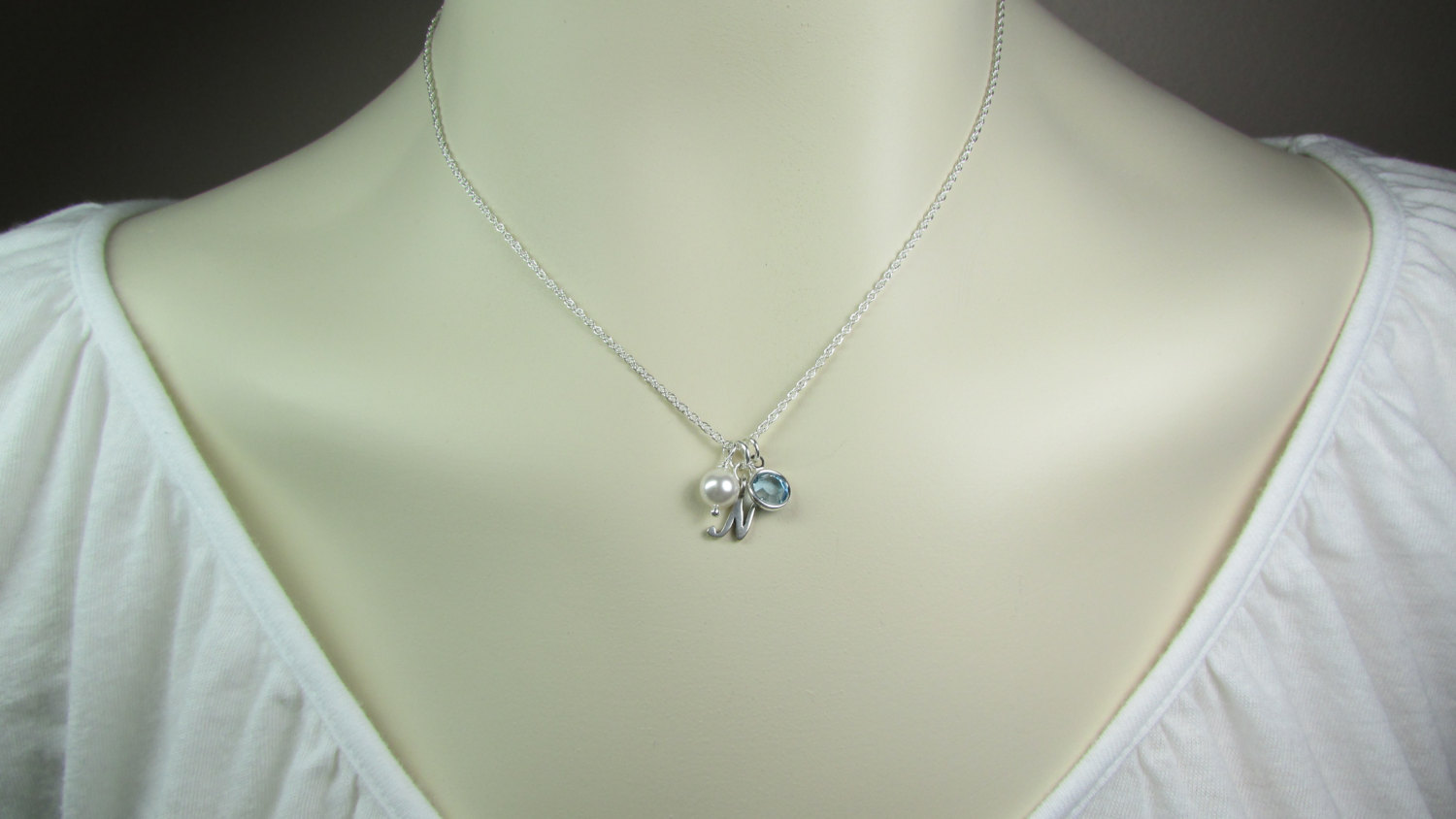 Birthstone Initial Necklace Personalized Bridesmaid Gift Monogram Necklace Bridesmaid Jewelry Flower Girl Jewelry Personalized Necklace