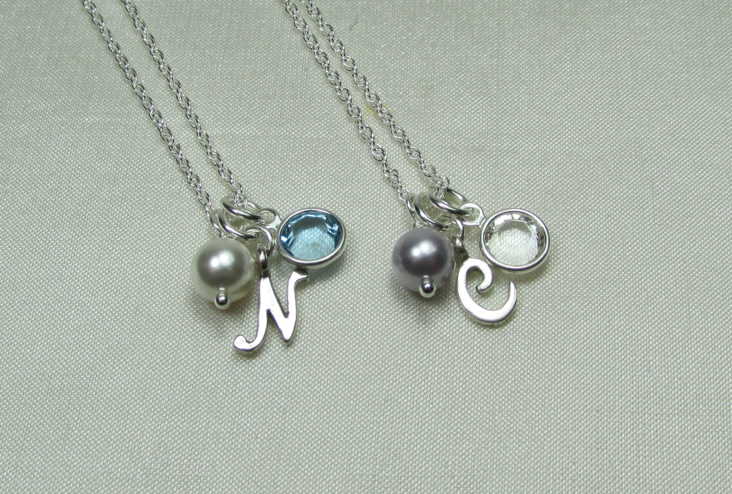 Birthstone Initial Necklace Personalized Bridesmaid Gift Monogram Necklace Bridesmaid Jewelry Flower Girl Jewelry Personalized Necklace