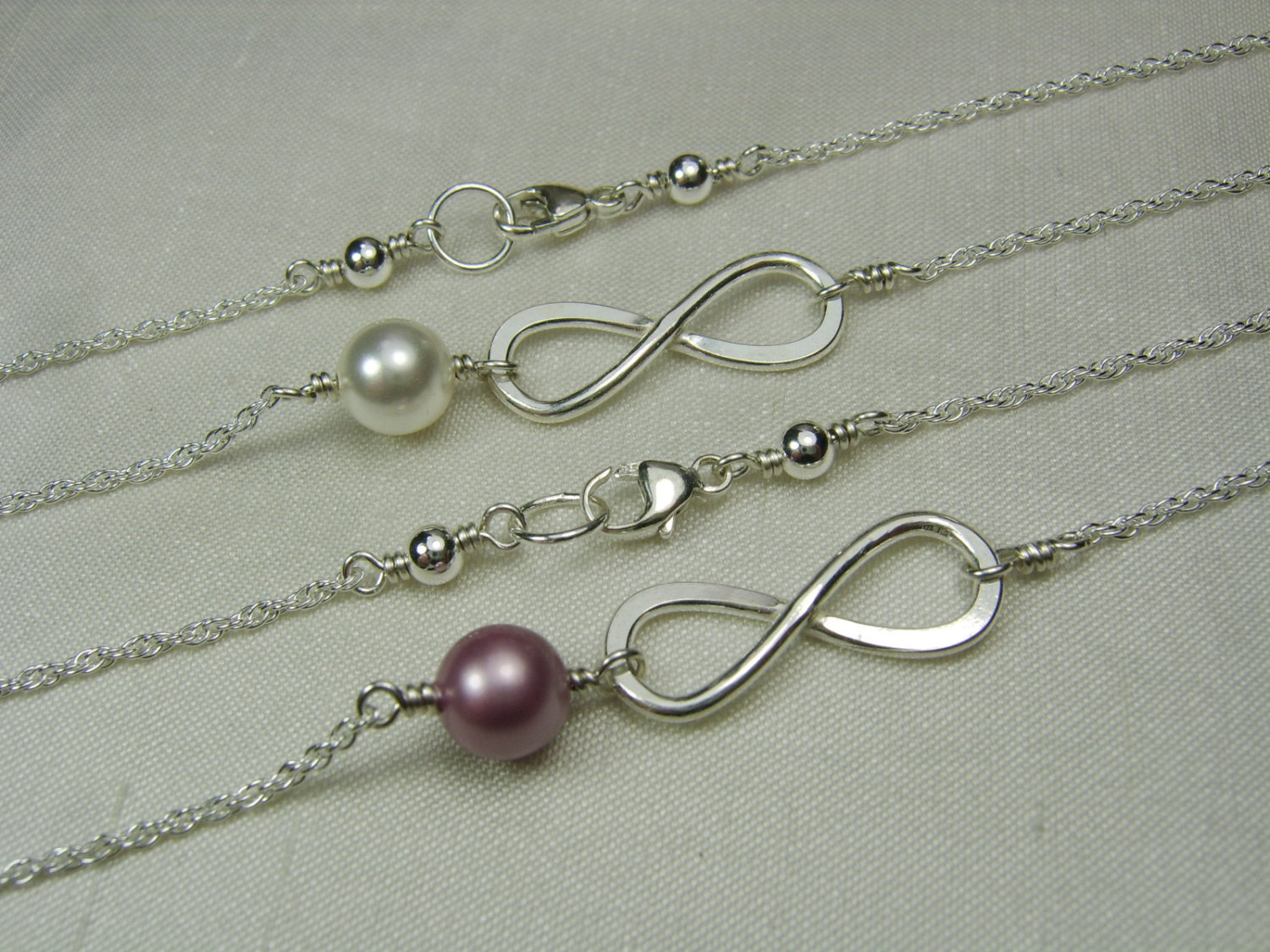 Bridesmaid Jewelry Set of 9 Bridesmaid Necklace Pearl Infinity Necklace Bridesmaid Gift Spring Wedding Jewelry White Rose Bridal Party Gifts