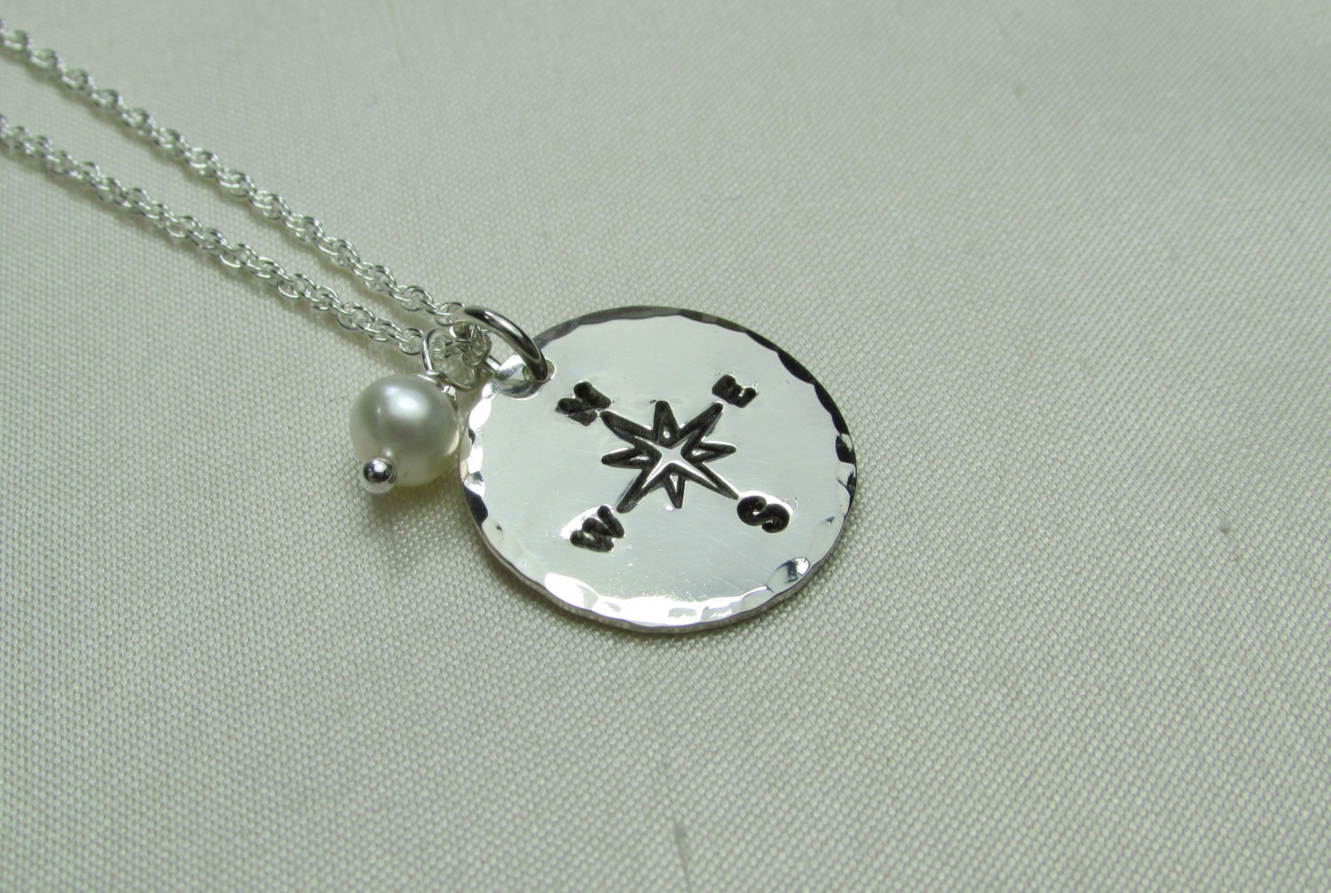 Compass Necklace with Pearl Birthstone Personalized Necklace Sterling Silver Compass Bridesmaid Gift Graduation Necklace Bridesmaid Jewelry