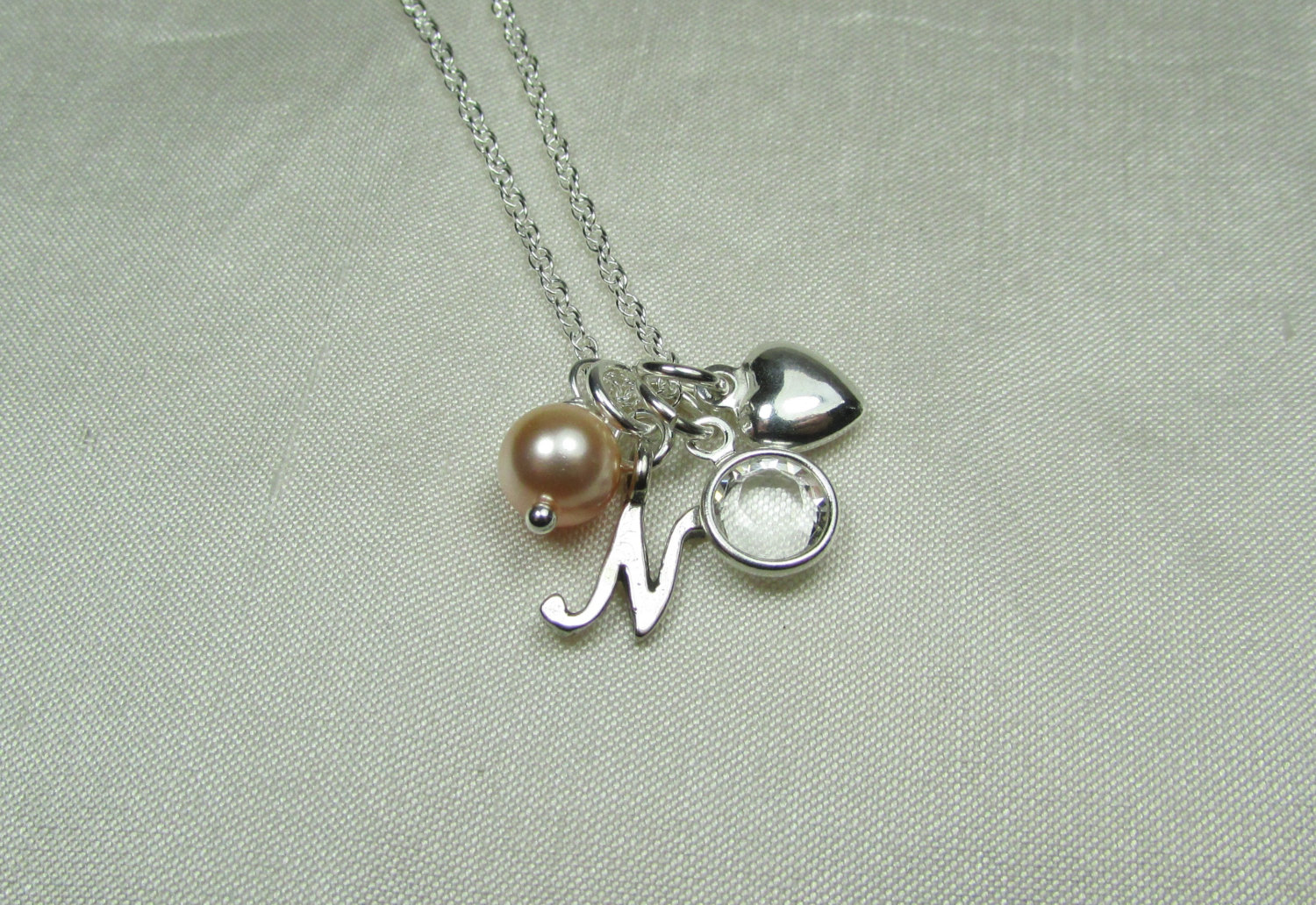 Initial Jewelry Sterling Silver Initial Necklace Birthstone Necklace Personalized Mothers Necklace Heart Charm Necklace for Mom Jewelry Gift