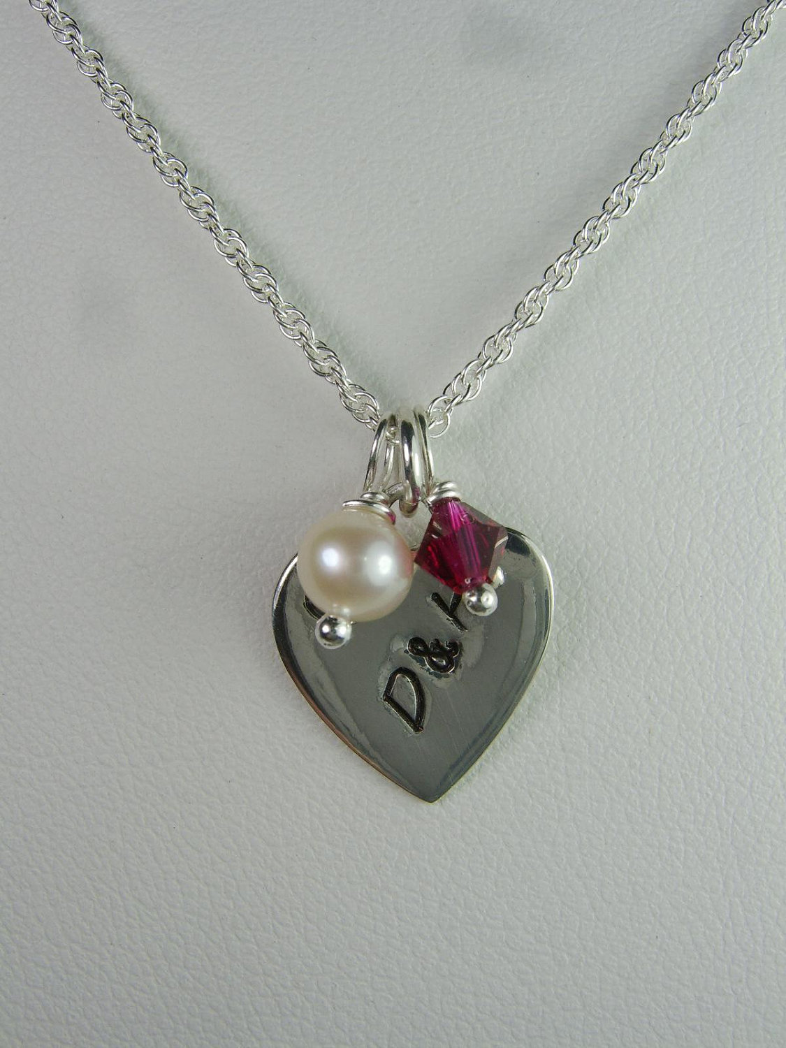 Initial Necklace Birthstone Necklace Heart Couples Necklace Personalized Necklace Monogram Necklace Gift for Mom Necklace
