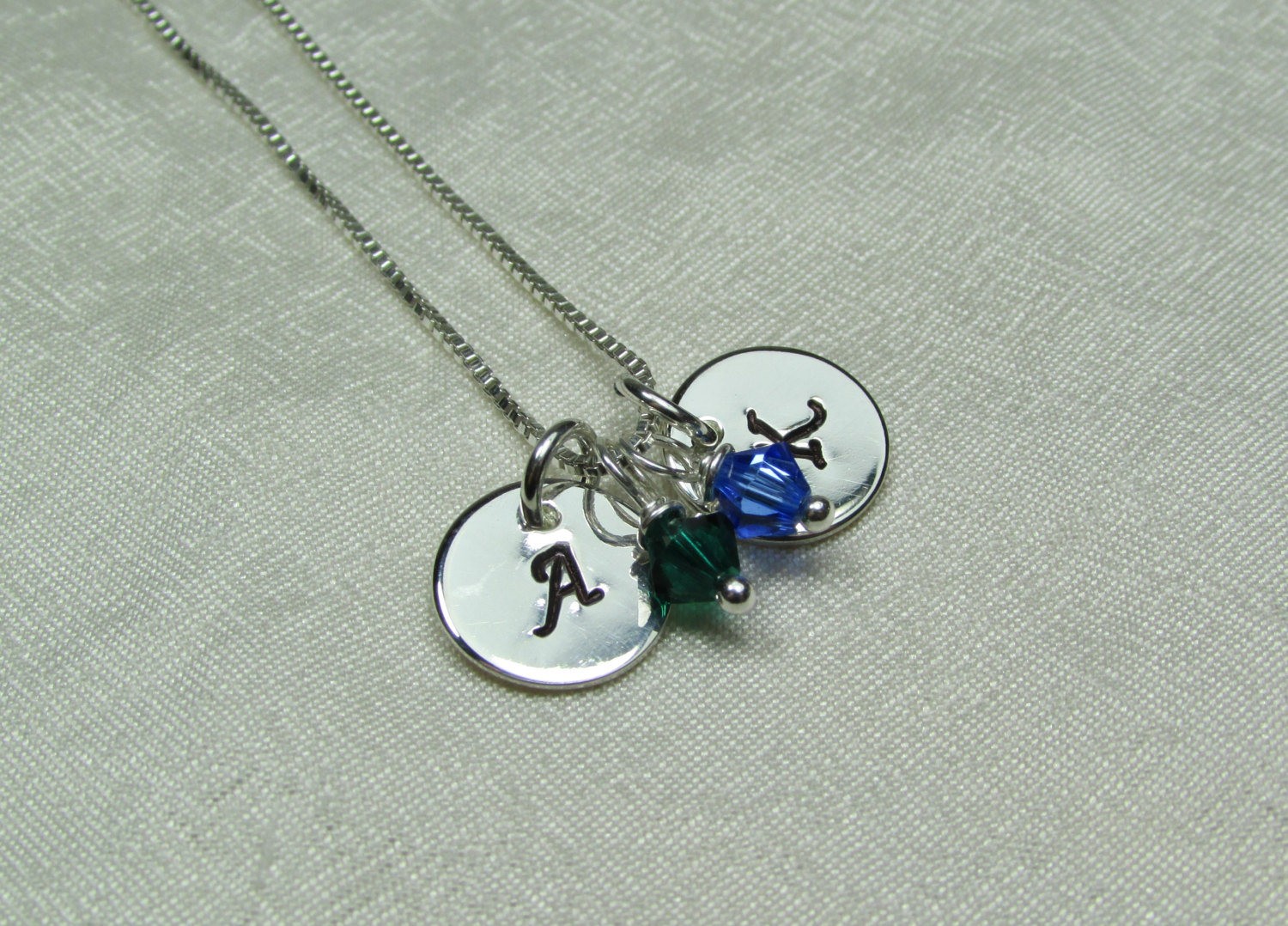 Initial Necklace Mothers Birthstone Necklace Two Monogram Necklace Personalized Necklace Personalized Jewelry Gift for Couples Necklace