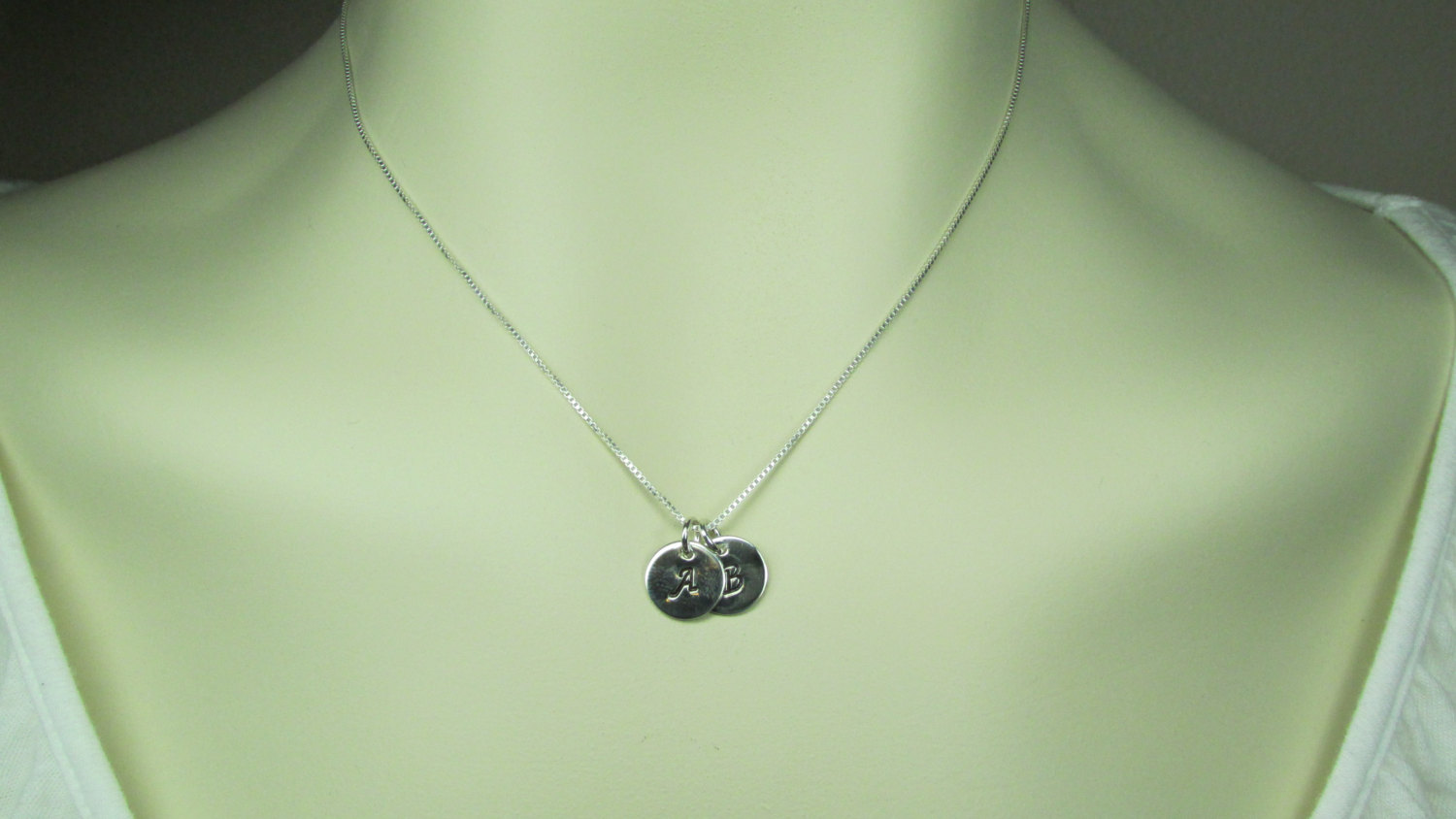 Initial Necklace Sterling Silver Monogram Necklace Personalized Mothers Necklace Personalized Jewelry Two Initial Disc Monogram Jewelry
