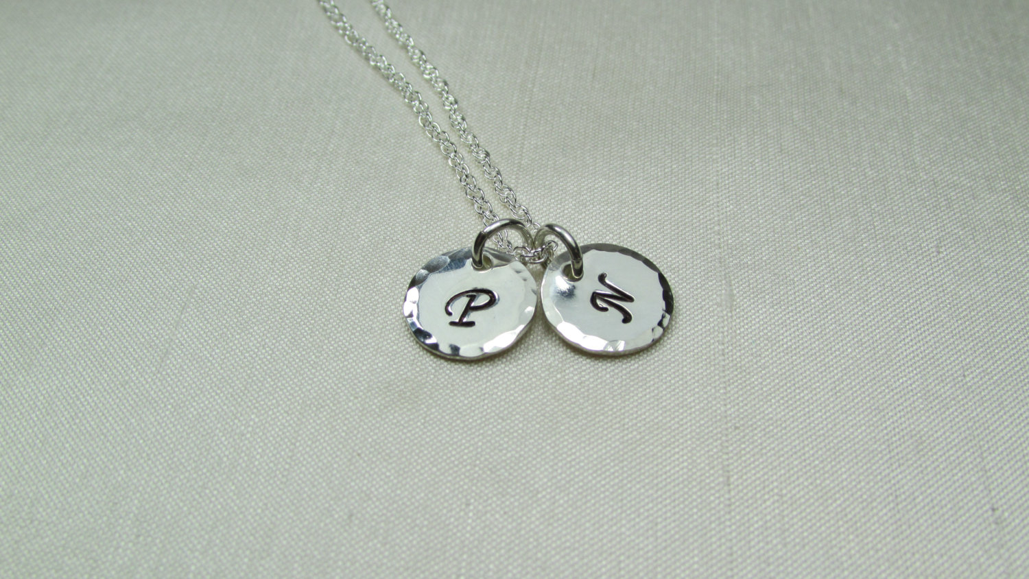 Initial Necklace Sterling Silver Monogram Necklace Personalized Mothers Necklace Personalized Jewelry Two Initial Disc Monogram Jewelry