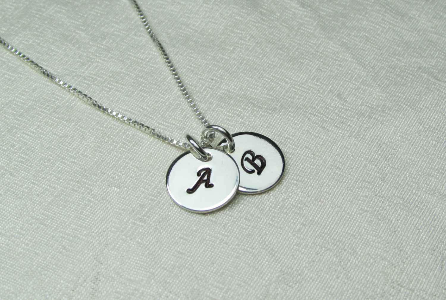 Initial Necklace Sterling Silver Monogram Necklace Personalized Mothers Necklace Personalized Jewelry Two Initial Disc Monogram Jewelry
