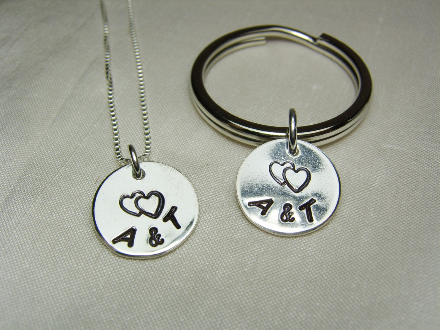 Initial Necklace with Monogram Key Chain Bridesmaid Jewelry Gift Personalized Necklace Couples Jewelry Bridal Shower Gift Bride Groom Gift