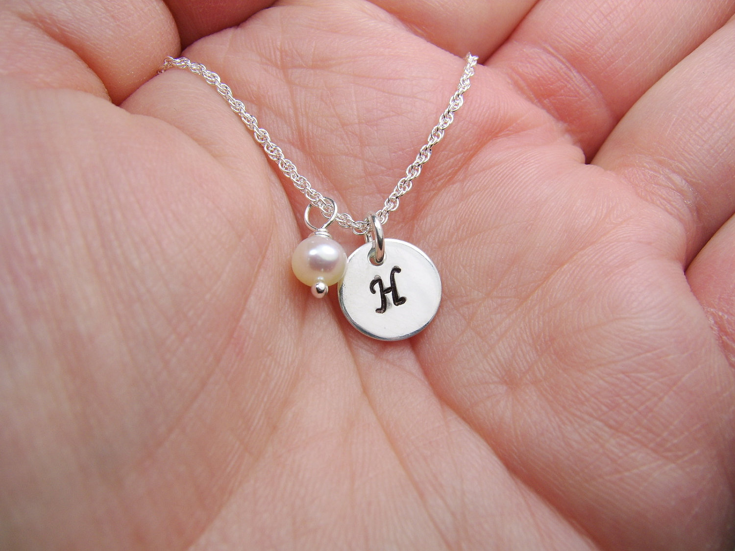 Personalized Necklace Sterling Silver Initial Necklace Bridesmaid Gift Birthstone Necklace Bridesmaid Jewelry Gift Monogram Necklace