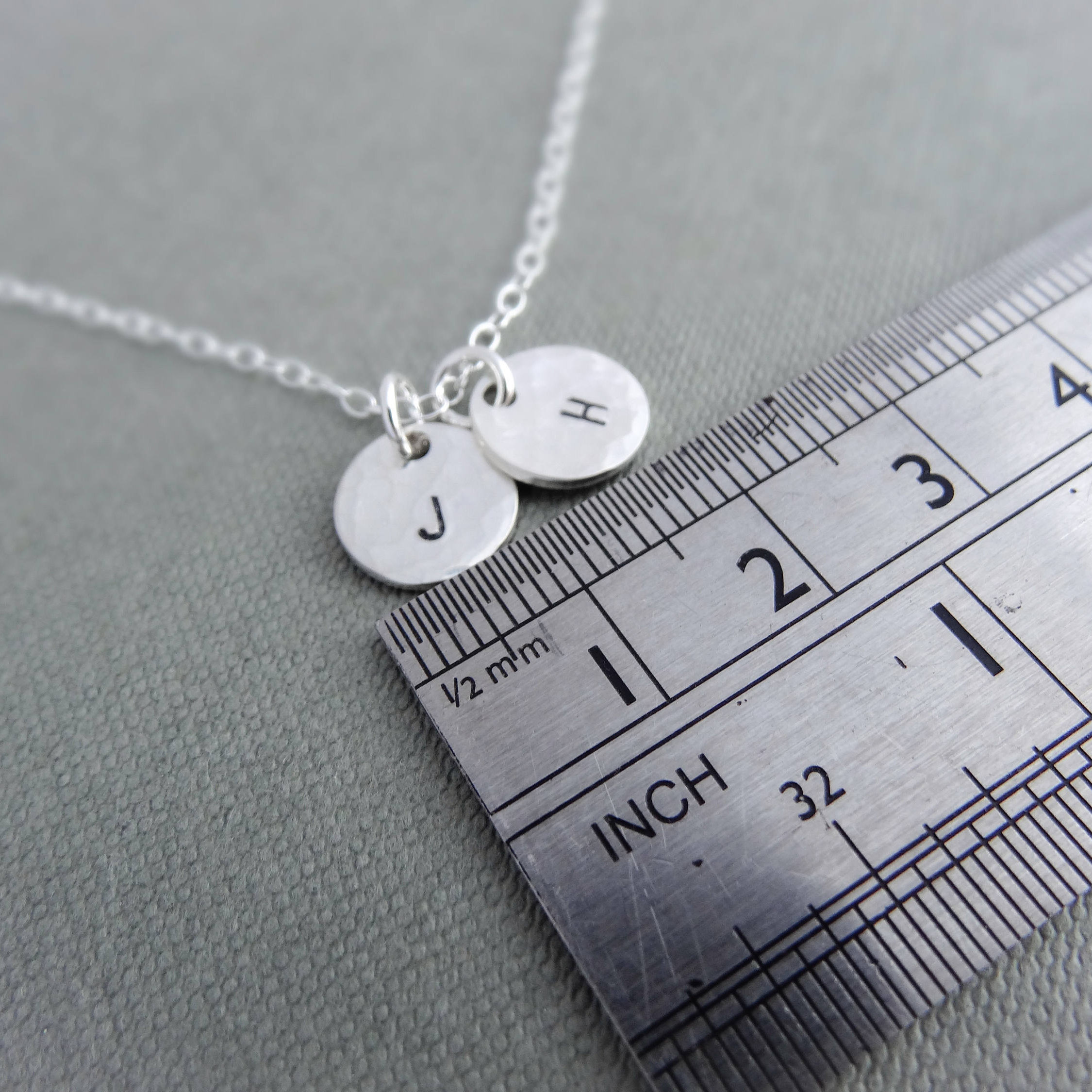 Hammered initial necklace - letter necklace, initial necklaces for women, personalised letter necklace, bridesmaid gift, sterling silver